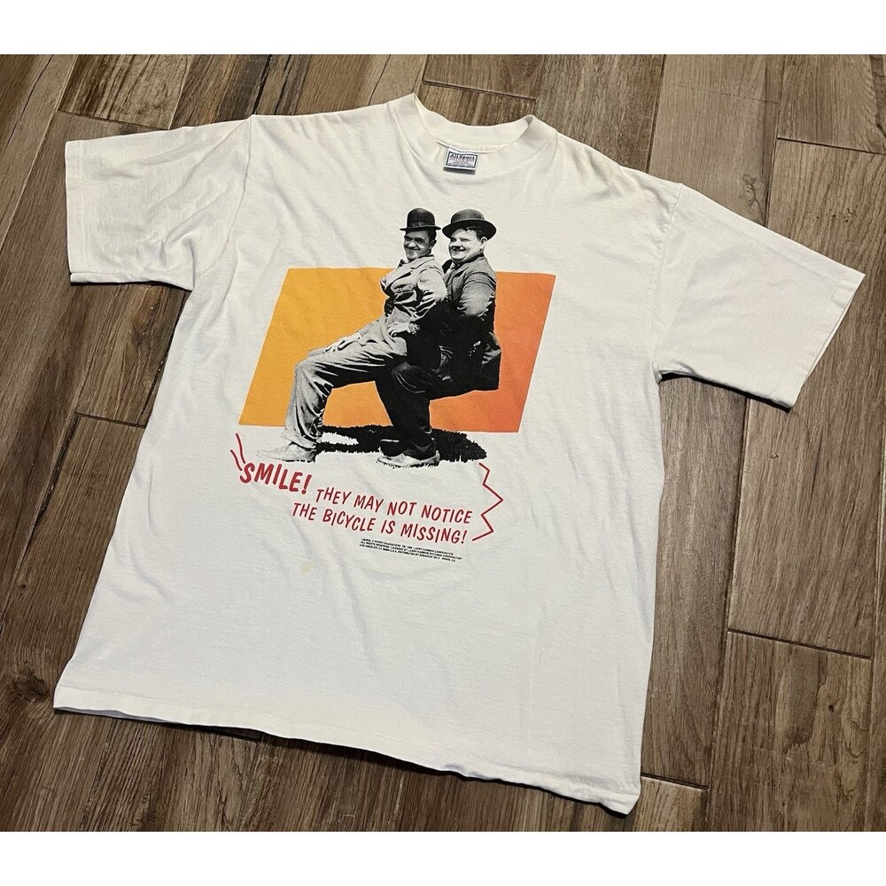 Laurel and Hardy Vintage 90s All Sport Single Stitch USA  T Shirt Size XL